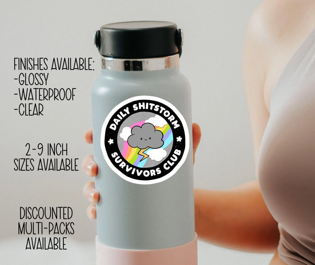 Daily Shitstorm Survivors Club Sticker, Dumpster Fire Sticker, Anxiety Sticker, Sarcastic Sticker