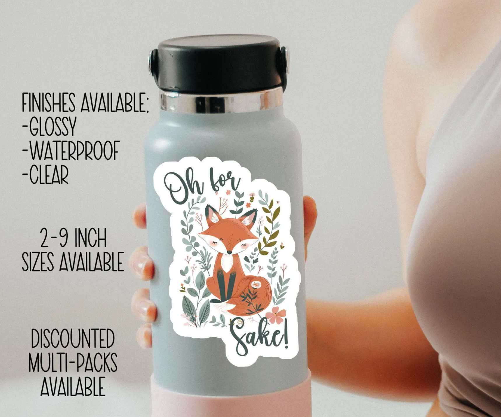 Funny Fox Sticker, Oh For Fox Sake Sticker, Folk Art Fox, Funny Laptop Decal, Coworker Magnet