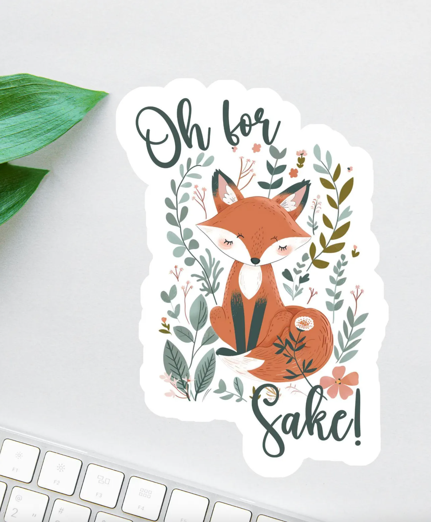 Funny Fox Sticker, Oh For Fox Sake Sticker, Folk Art Fox, Funny Laptop Decal, Coworker Magnet